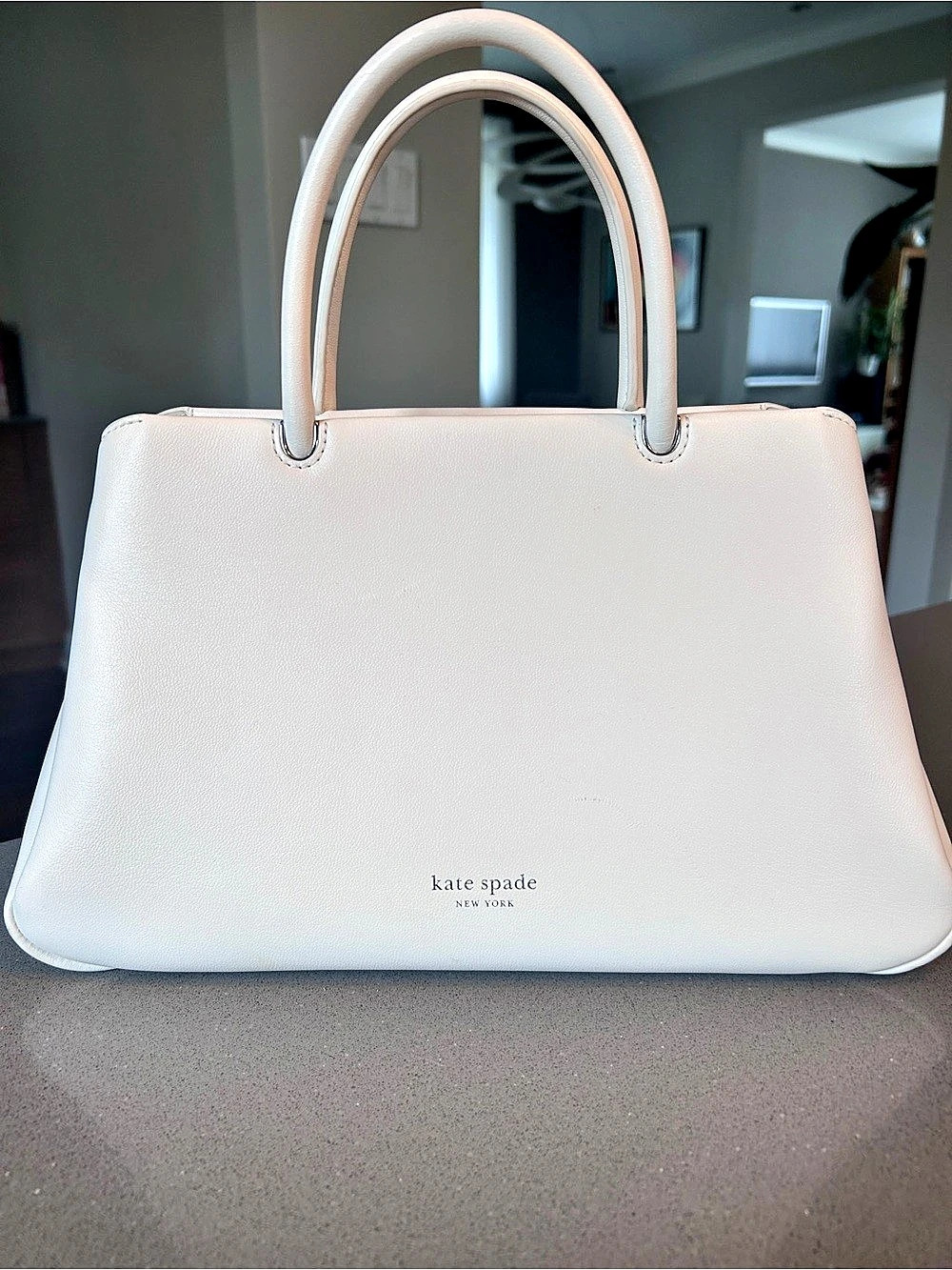 Kate Spade Structured Satchel in White with shoulder strap